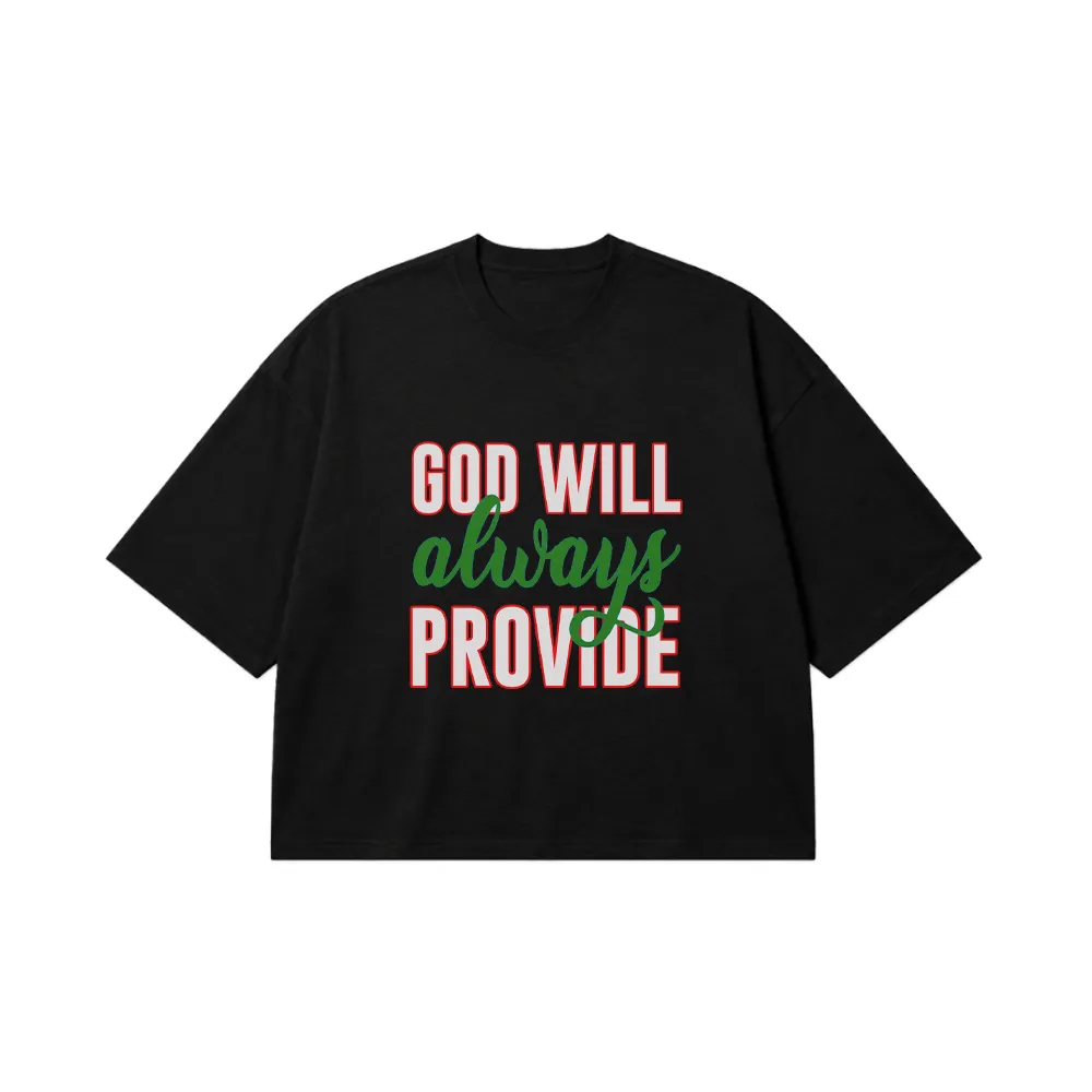 تیشرت باکسی نوشته God Will Always Provide سبز و قرمز کد 318