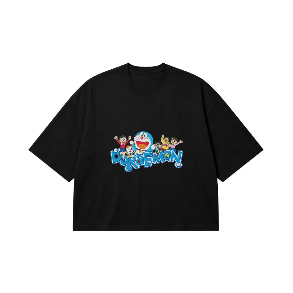 تیشرت باکسی دورایمون طرح گروه دوستان (Doraemon) کد 3214
