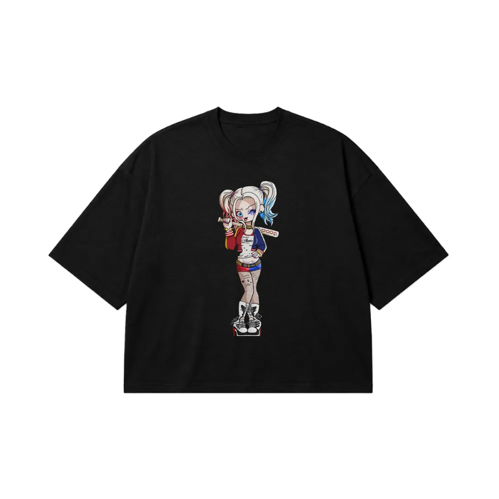 تیشرت باکسی دی‌سی طرح هارلی کویین کارتونی (Harley Quinn) کد 3241