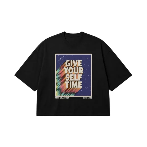 تیشرت باکسی انگیزشی طرح Give Yourself Time کد 3276
