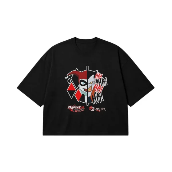 تیشرت باکسی دی‌سی طرح هارلی کویین و جوکر (Harley Quinn) کد 3287