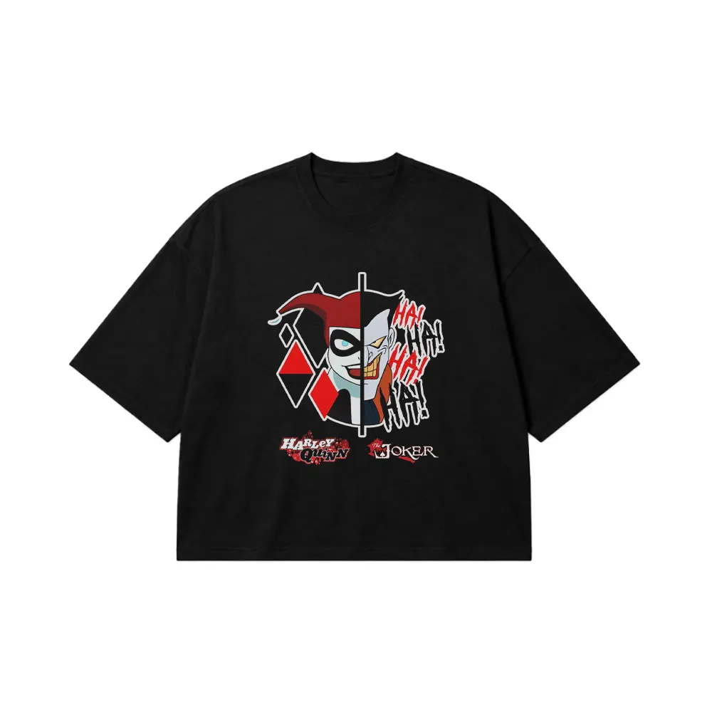 تیشرت باکسی دی‌سی طرح هارلی کویین و جوکر (Harley Quinn) کد 3287