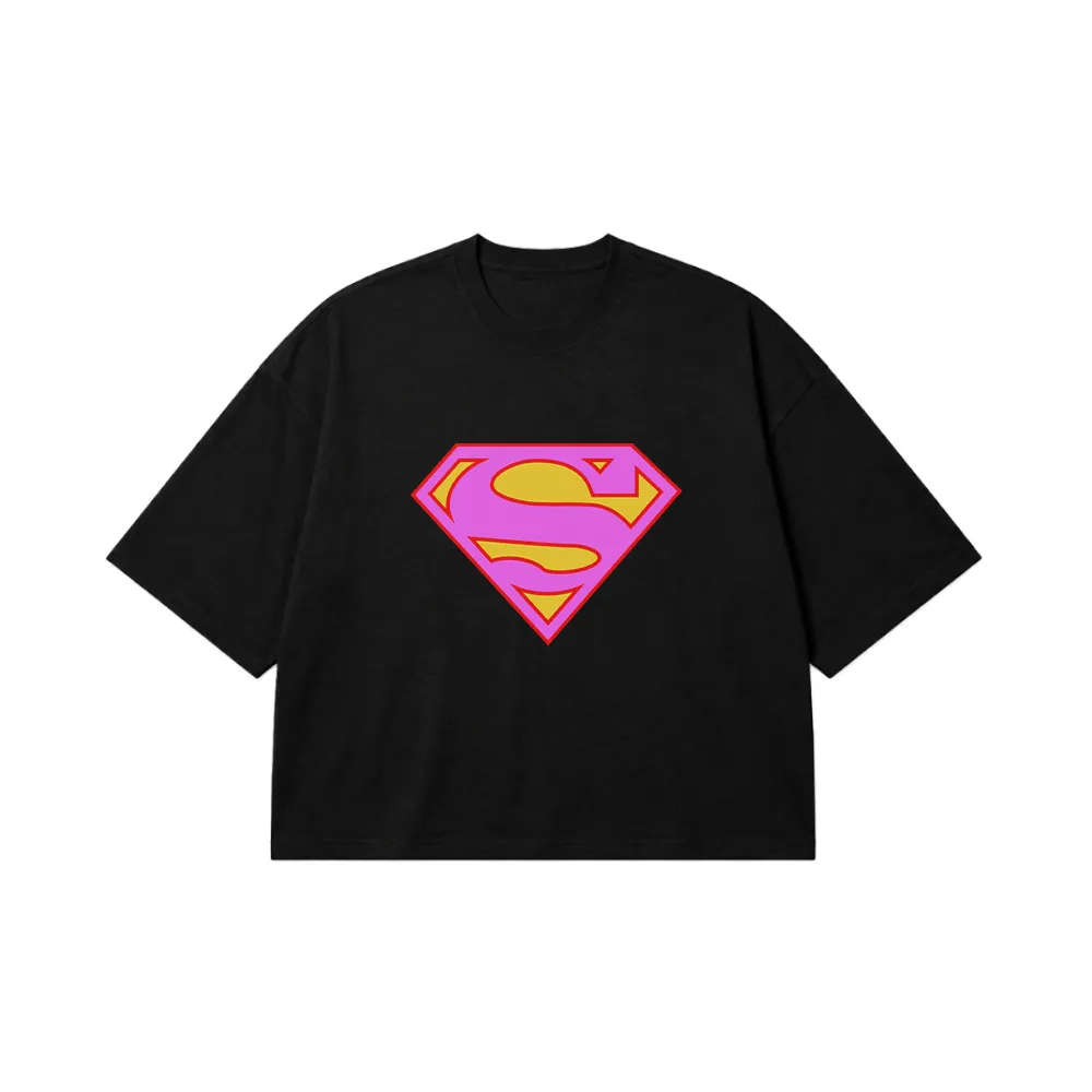 تیشرت باکسی دی‌سی طرح لوگوی سوپرمن صورتی (Superman) کد 3364