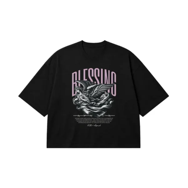 تیشرت باکسی فرشته طرح Blessing کد 3501