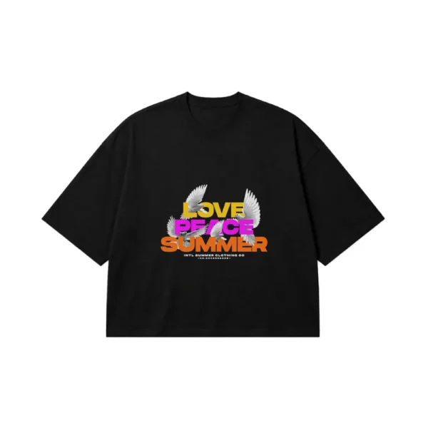 تیشرت باکسی نوشته Love Peace Summer (تابستانی) کد 353