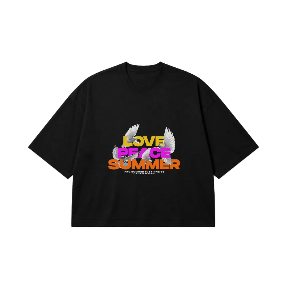 تیشرت باکسی نوشته Love Peace Summer (تابستانی) کد 353