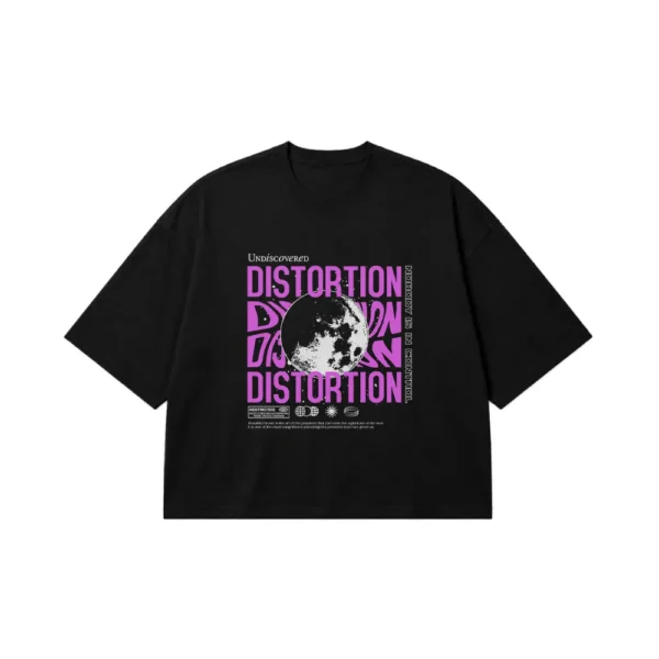 تیشرت باکسی نوشته Distortion و ماه کد 357