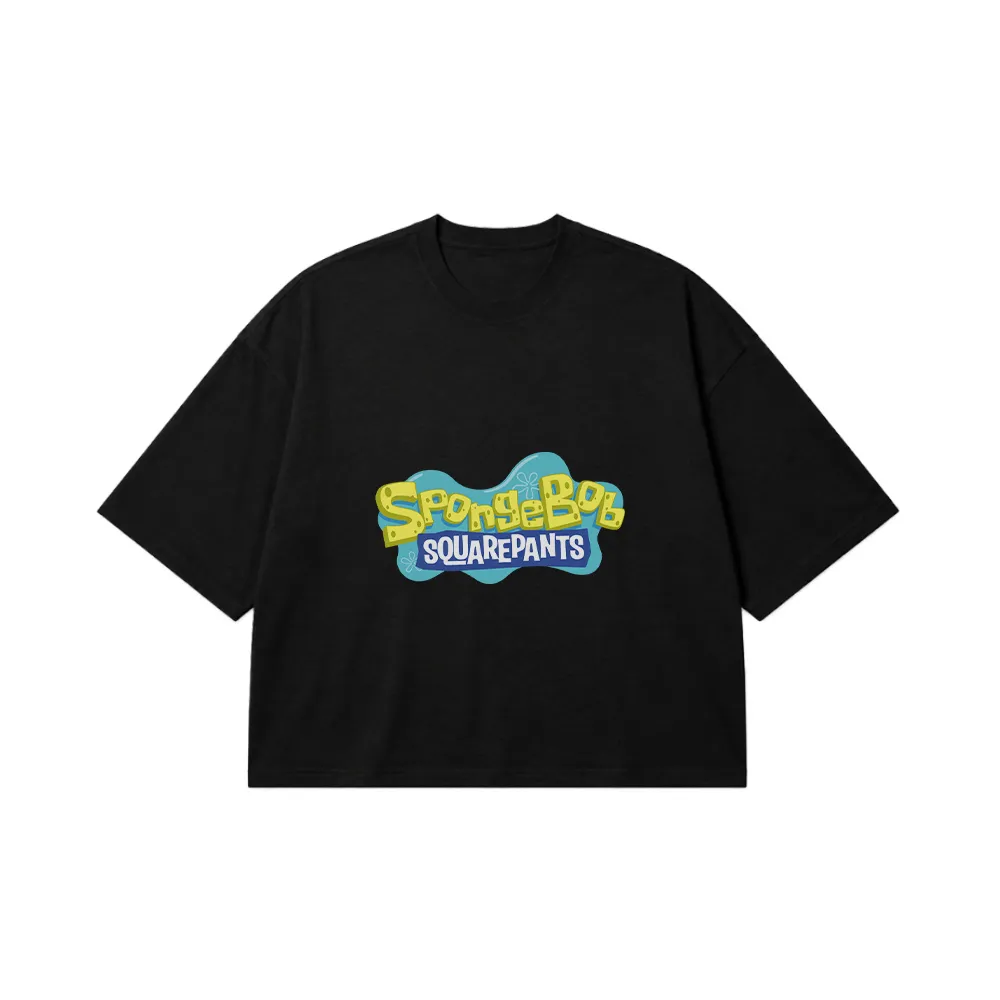 تیشرت باکسی باب اسفنجی طرح لوگوی SpongeBob SquarePants کد 3575