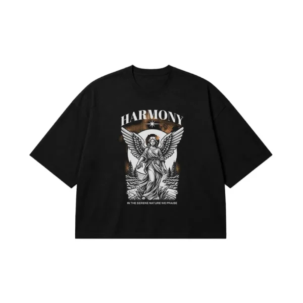 تیشرت باکسی فرشته طرح Harmony کد 3588