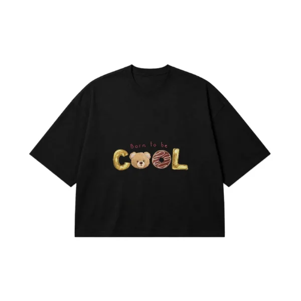 تیشرت باکسی خرس بامزه طرح Born To Be Cool کد 3615