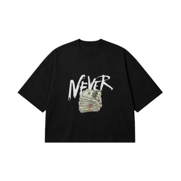 تیشرت باکسی استریت‌ویر طرح پول و Never کد 3646
