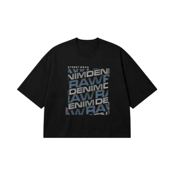 تیشرت باکسی تایپوگرافی و جین (Denim Typography) کد 365