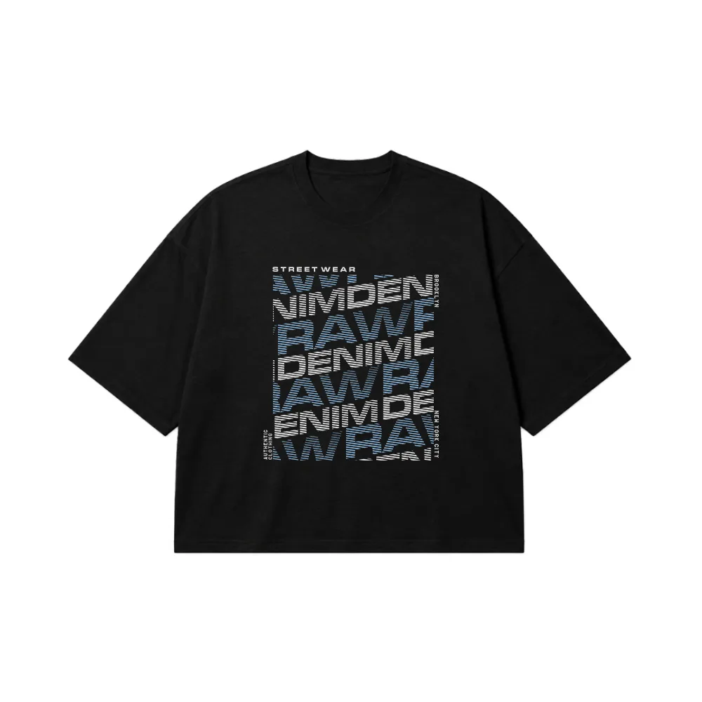 تیشرت باکسی تایپوگرافی و جین (Denim Typography) کد 365