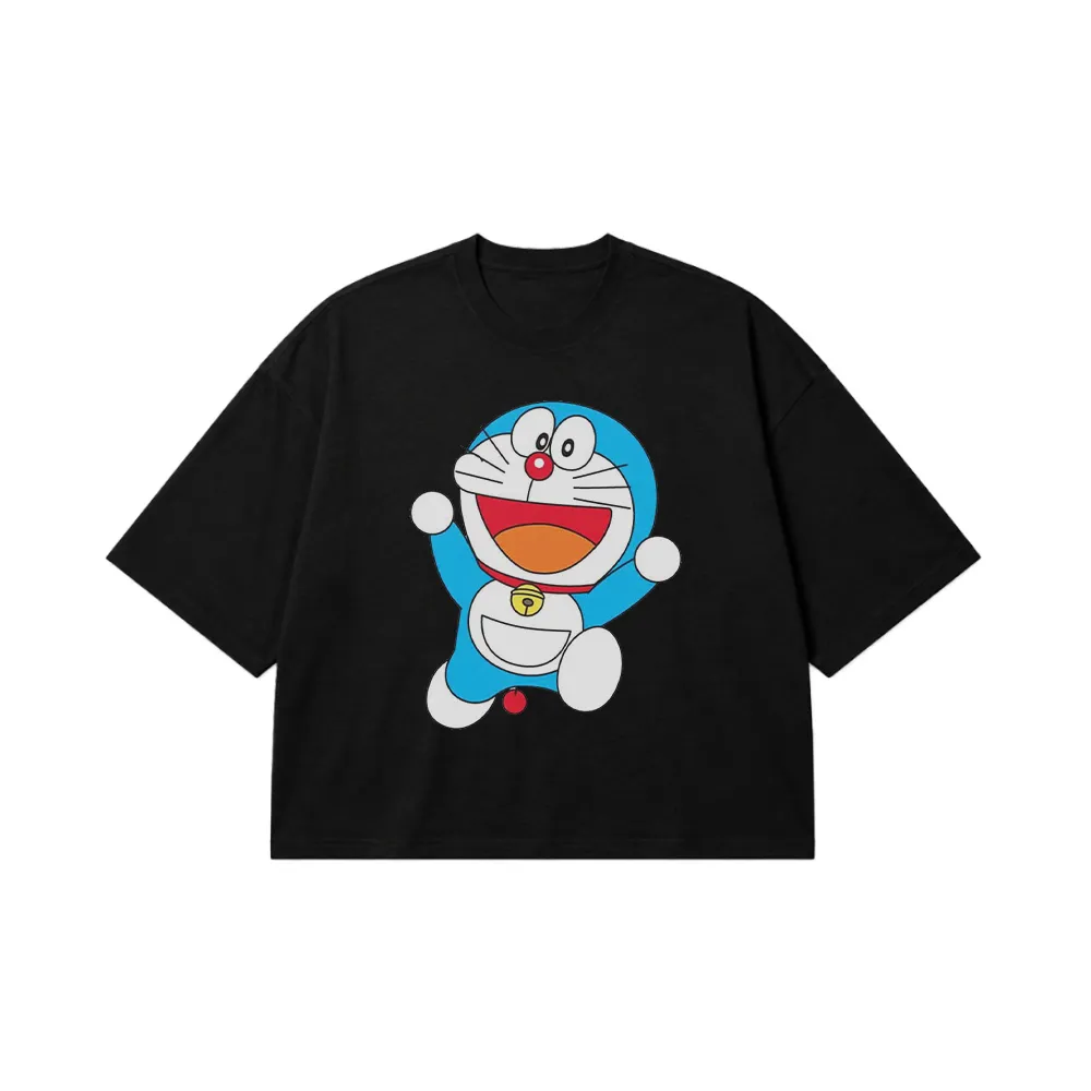 تیشرت باکسی دورایمون طرح کارتونی خندان (Doraemon) کد 3829