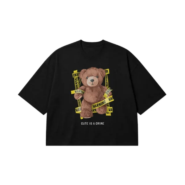 تیشرت باکسی خرس طرح Cute Is a Crime کد 3885