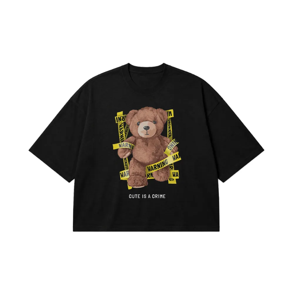 تیشرت باکسی خرس طرح Cute Is a Crime کد 3885