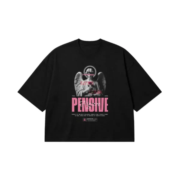تیشرت باکسی فرشته طرح Pensive کد 4091