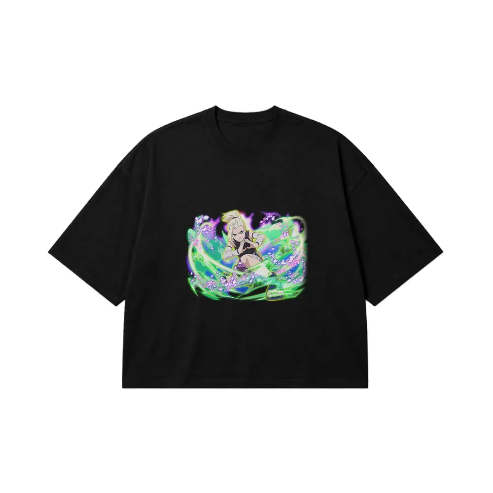 تیشرت باکسی انیمه ناروتو طرح اینو با چاکرای سبز کد 4122