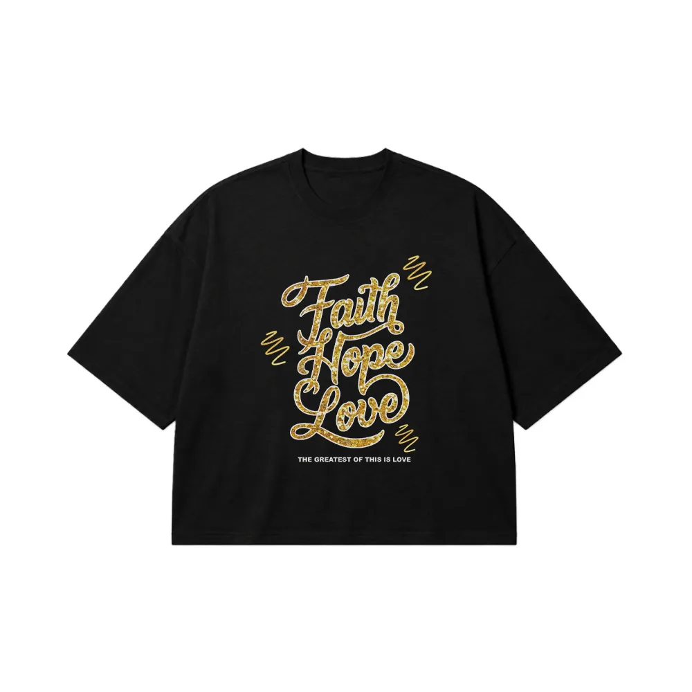 تیشرت باکسی حضرت عیسی نوشته Faith Hope Love کد 4301