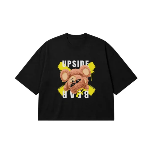 تیشرت باکسی خرس وارونه و نوشته Upside Bear کد 432