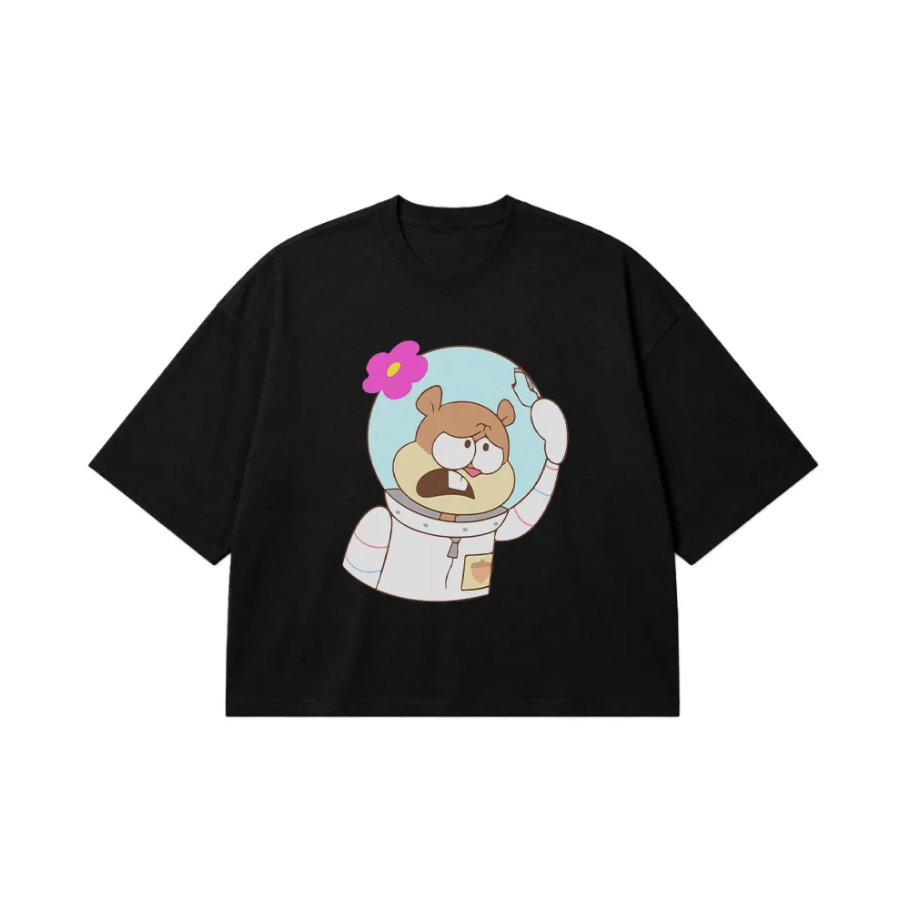 تیشرت باکسی باب اسفنجی طرح سندی چیکس فضانورد (Sandy Cheeks) کد 4489
