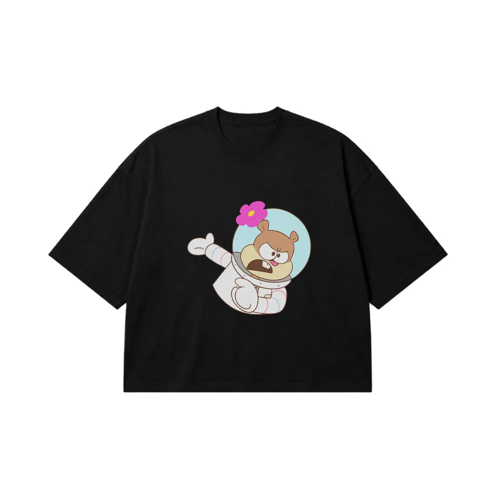 تیشرت باکسی باب اسفنجی طرح سندی چیکس فضانورد (Sandy Cheeks) کد 4501