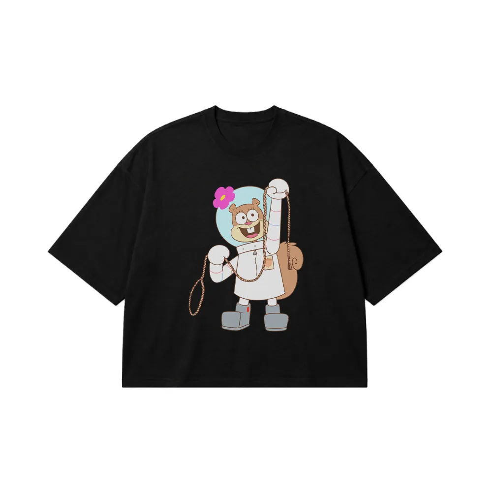 تیشرت باکسی باب اسفنجی طرح سندی چیکس کابوی (Sandy Cheeks) کد 4504