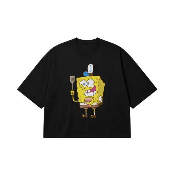 تیشرت باکسی باب اسفنجی طرح آشپز با ساندویچ (SpongeBob) کد 4615