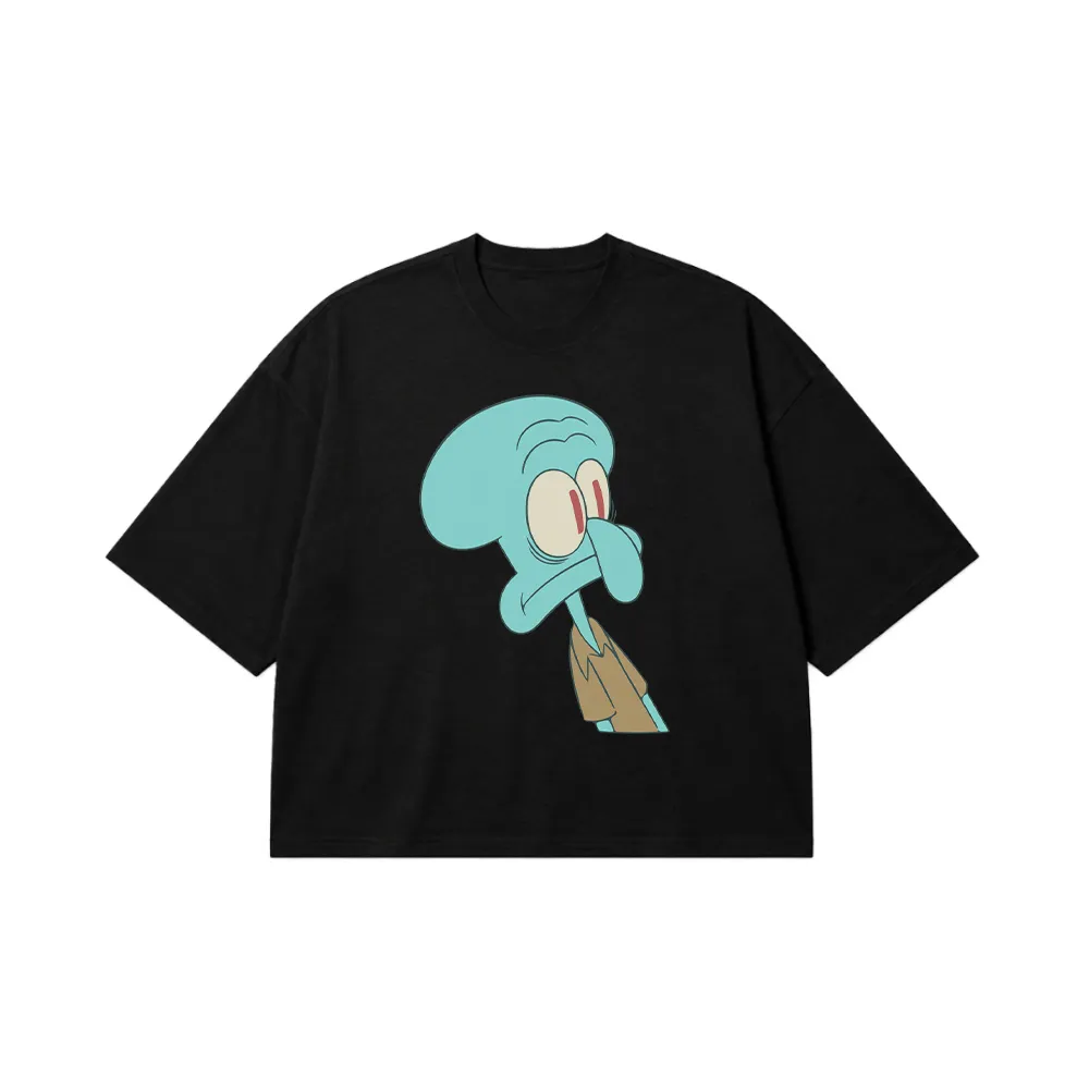 تیشرت باکسی باب اسفنجی طرح اسکوییدوارد خسته (Squidward) کد 4739