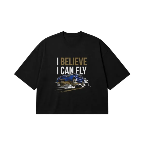 تیشرت باکسی ماشین اسپرت طرح باور دارم می‌توانم پرواز کنم (I Believe I Can Fly) کد 480