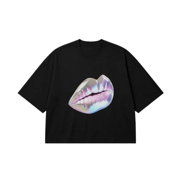 تیشرت باکسی طرح لب کروم (Chrome Lips) کد 5047