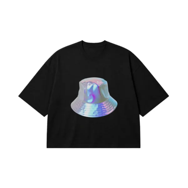 تیشرت باکسی طرح کلاه باکت براق (Chrome Bucket Hat) کد 5051