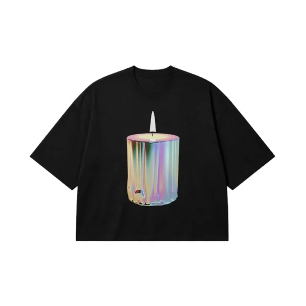 تیشرت باکسی طرح شمع براق (Chrome Candle) کد 5056