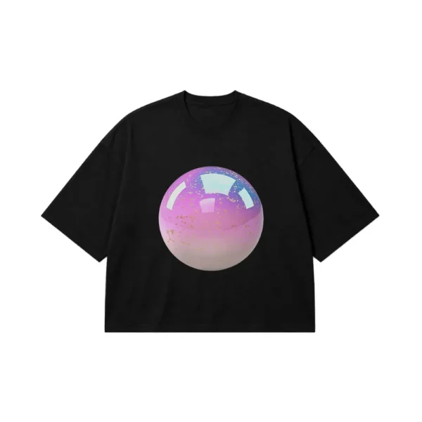 تیشرت باکسی طرح کره صورتی طلایی (Pink Gold Orb) کد 5069