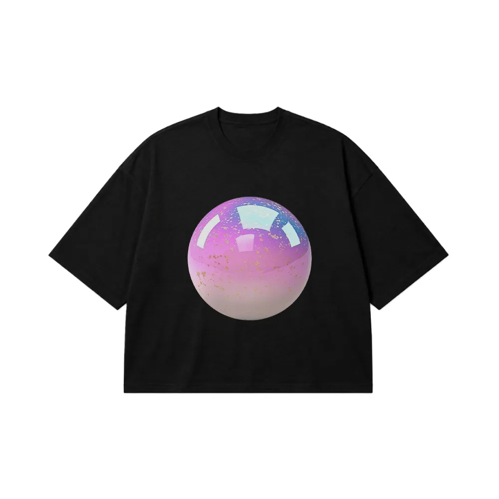 تیشرت باکسی طرح کره صورتی طلایی (Pink Gold Orb) کد 5069