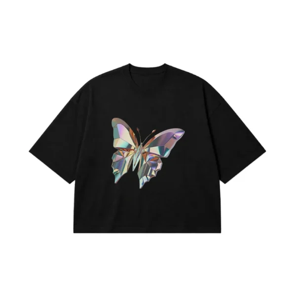 تیشرت باکسی طرح پروانه براق (Chrome Butterfly) کد 5079