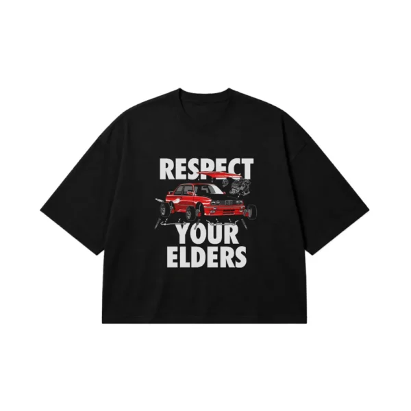 تیشرت باکسی ماشین کلاسیک طرح به بزرگان احترام بگذار (Respect Your Elders) کد 512