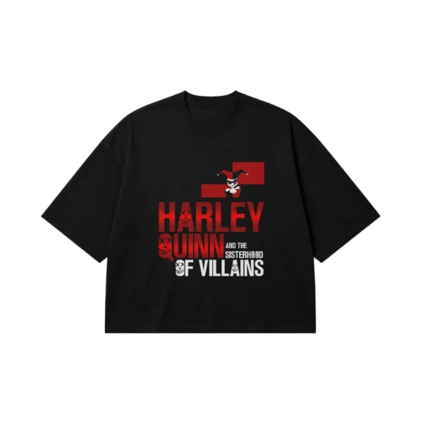 تیشرت باکسی هارلی کویین طرح Sisterhood of Villains (Harley Quinn) کد 5269