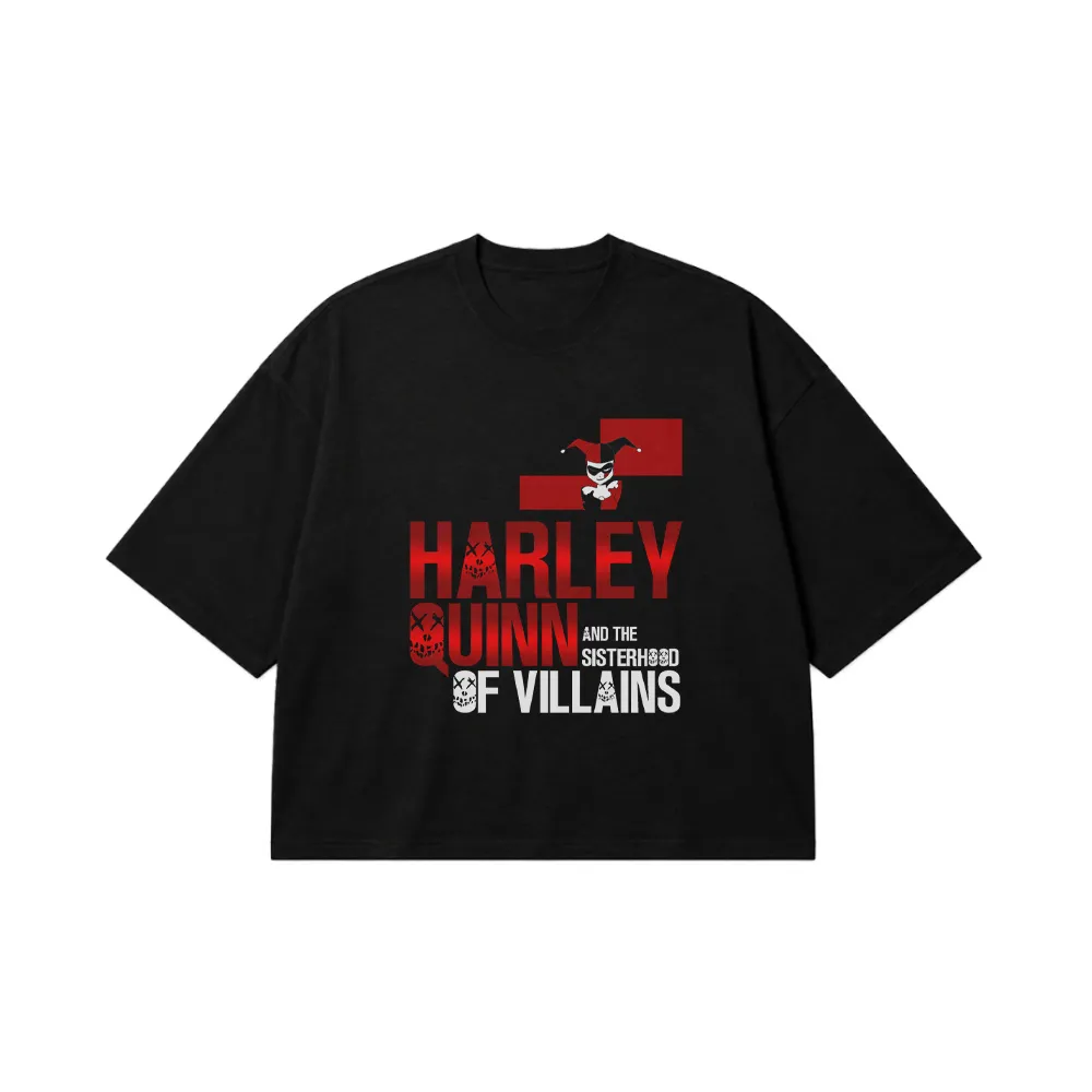 تیشرت باکسی هارلی کویین طرح Sisterhood of Villains (Harley Quinn) کد 5269