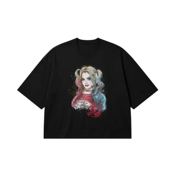 تیشرت باکسی هارلی کویین طرح پرتره (Harley Quinn) کد 5415