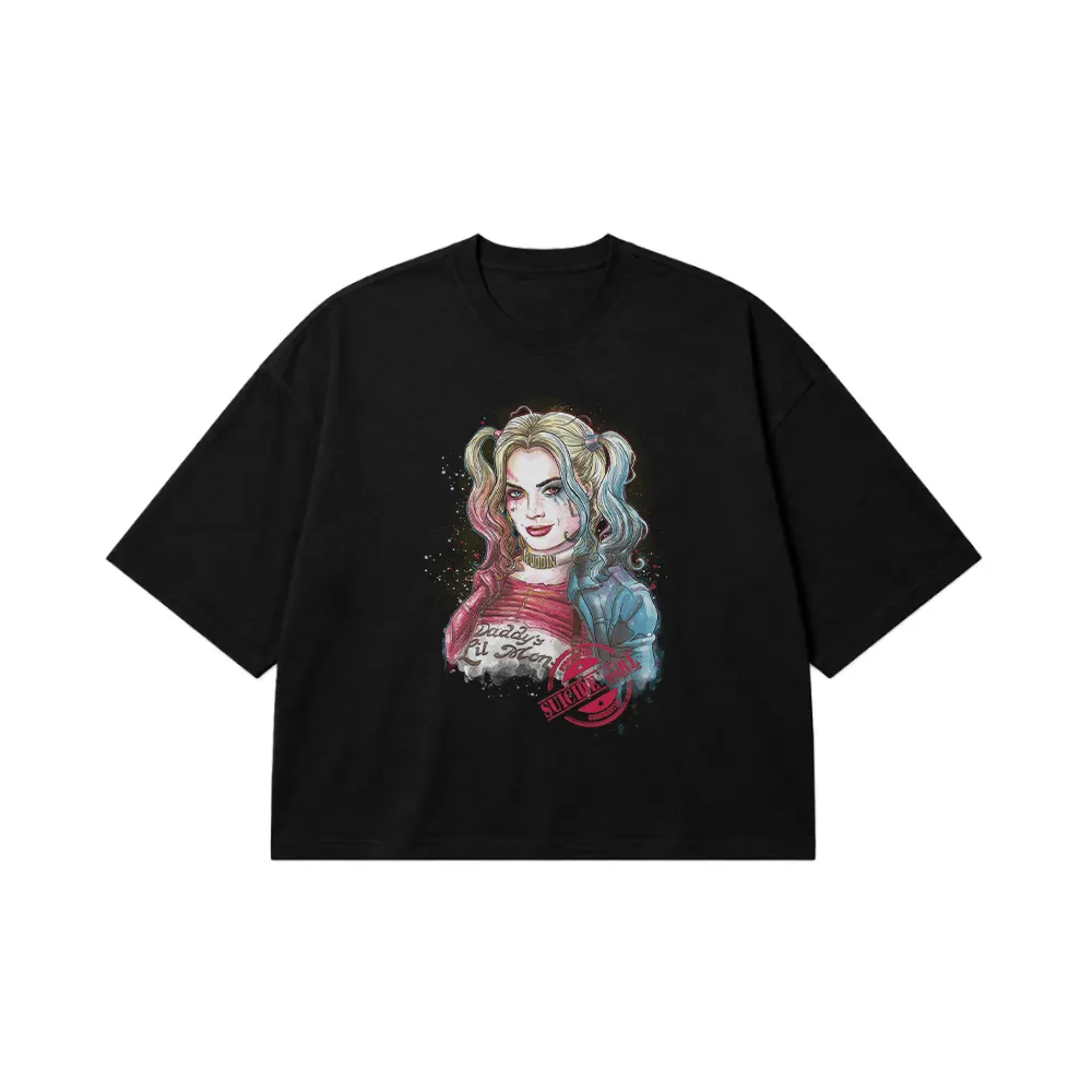 تیشرت باکسی هارلی کویین طرح پرتره (Harley Quinn) کد 5415