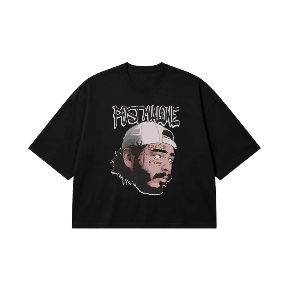 تیشرت باکسی پست مالون طرح پرتره (Post Malone) کد 551