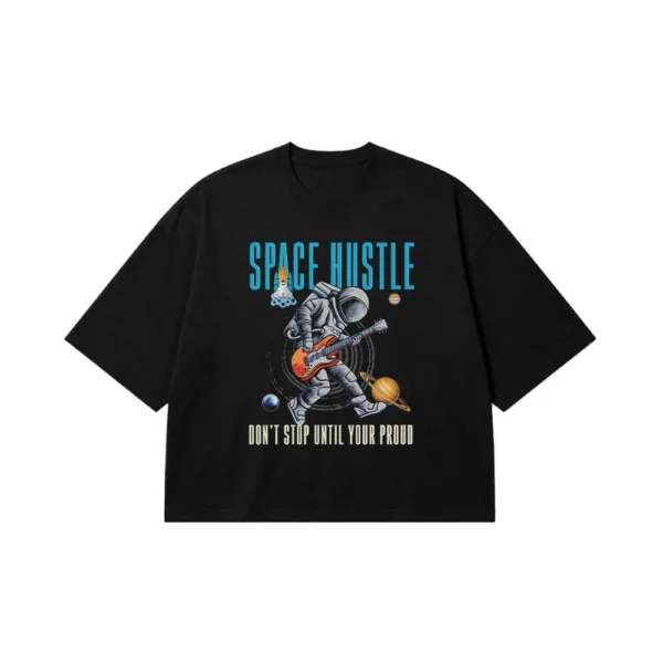 تیشرت باکسی فضانورد گیتاریست طرح Space Hustle کد 553