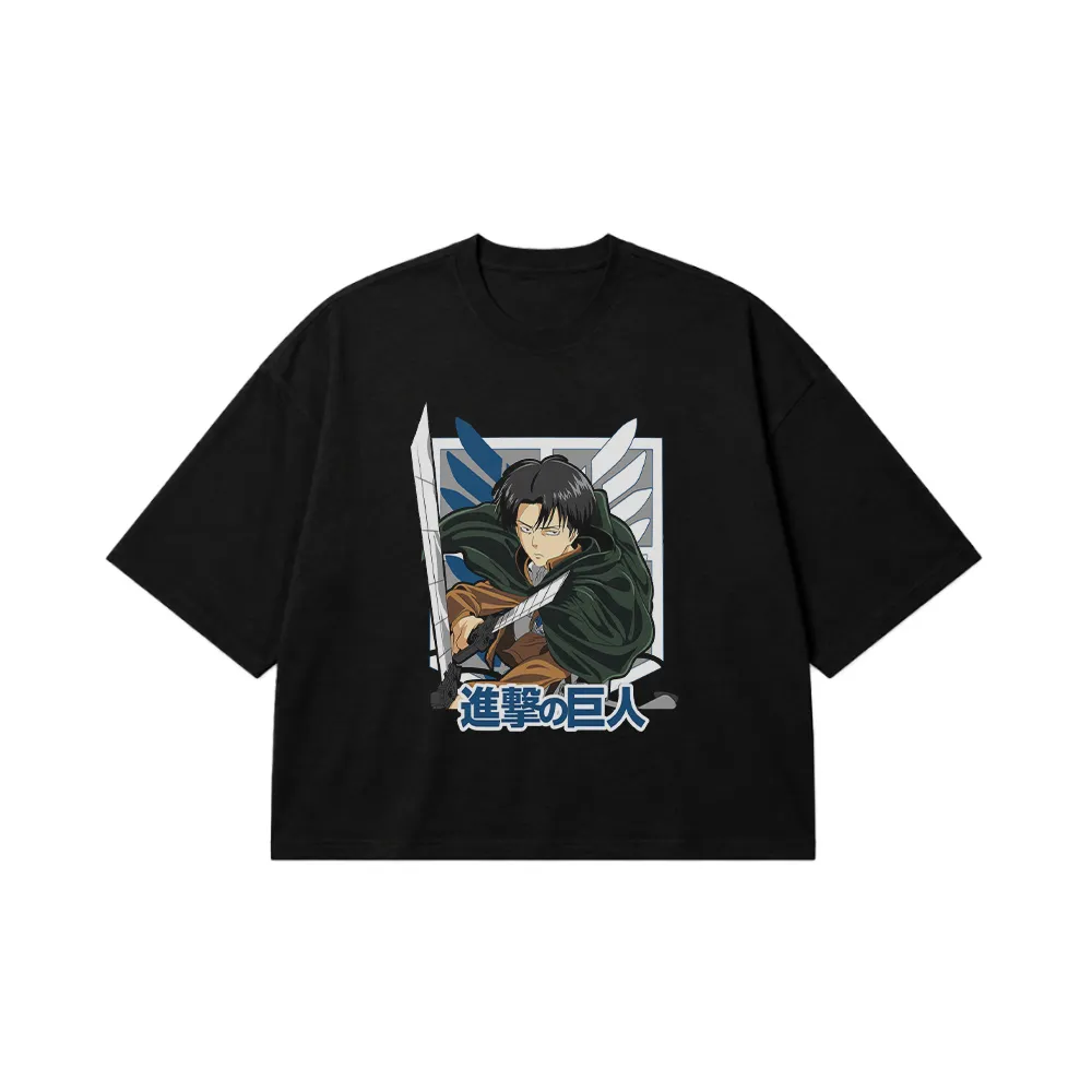 تیشرت باکسی اتک آن تایتان طرح لوای (Attack on Titan) کد 5640