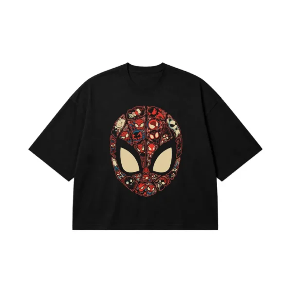 تیشرت باکسی مرد عنکبوتی طرح ماسک موزاییکی (Spider-Man) کد 5773