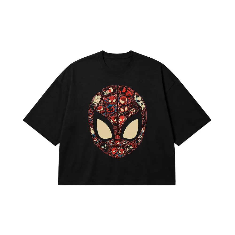 تیشرت باکسی مرد عنکبوتی طرح ماسک موزاییکی (Spider-Man) کد 5773