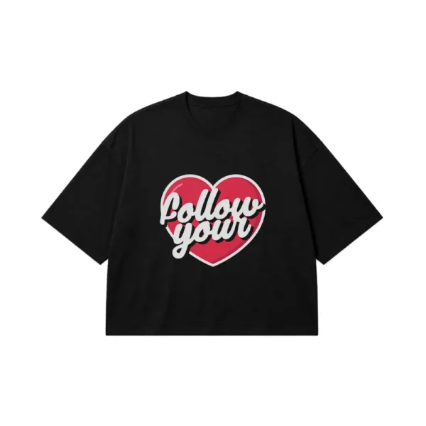 تیشرت باکسی قلب طرح دنبال قلبت (Follow Your Heart) کد 580