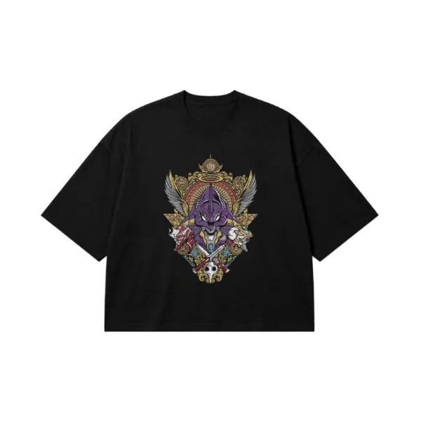 تیشرت باکسی انیمه اونگلیون طرح ماسک رباتی (Evangelion) کد 5856