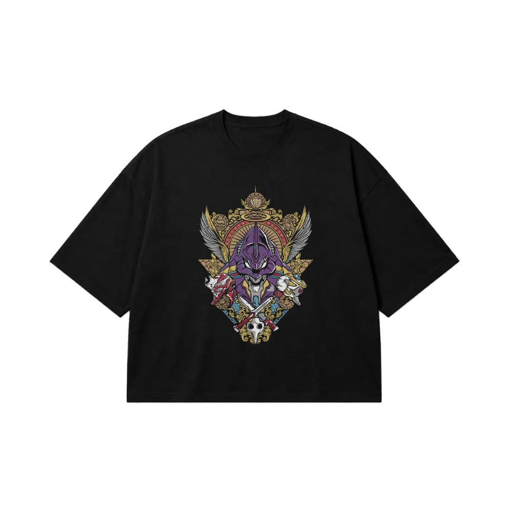 تیشرت باکسی انیمه اونگلیون طرح ماسک رباتی (Evangelion) کد 5856