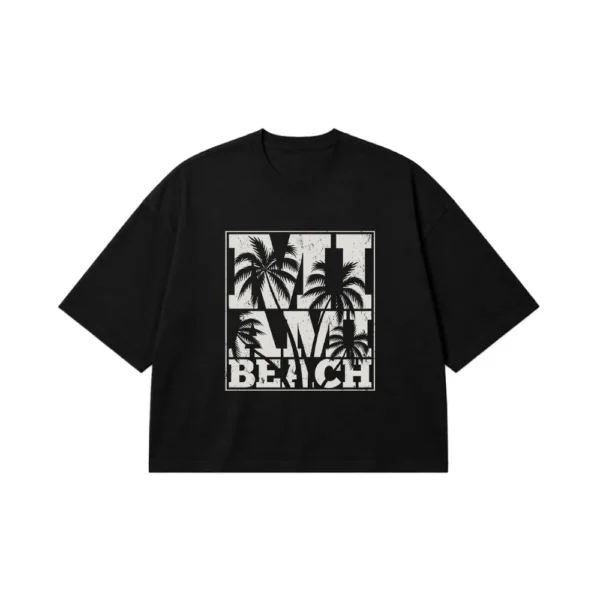 تیشرت باکسی تابستانی طرح Miami Beach کد 5892